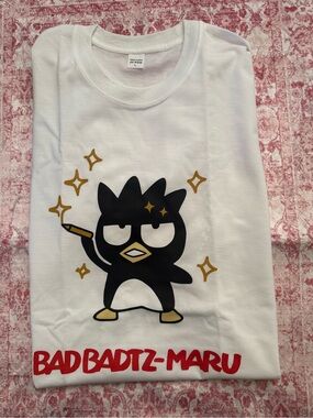 White Tee with Black Bad Badtz-Maru and Gold Accents